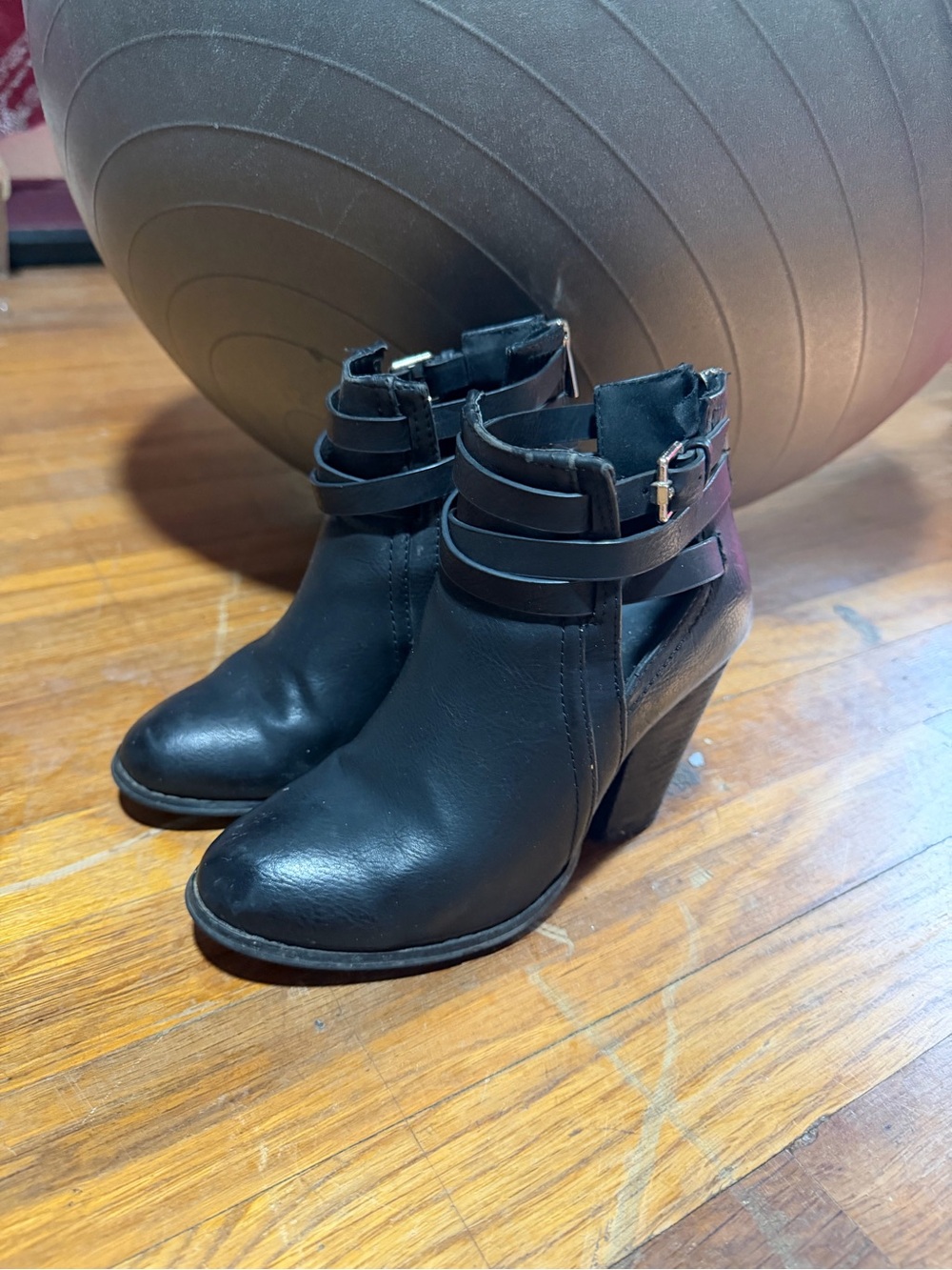 Women’s Black Ankle Booties with Buckle Straps